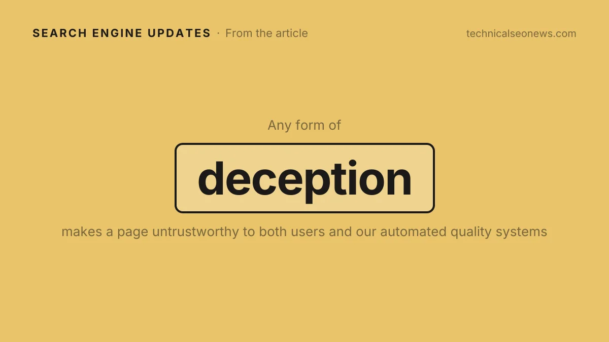 Any form of deception makes a page untrustworthy…