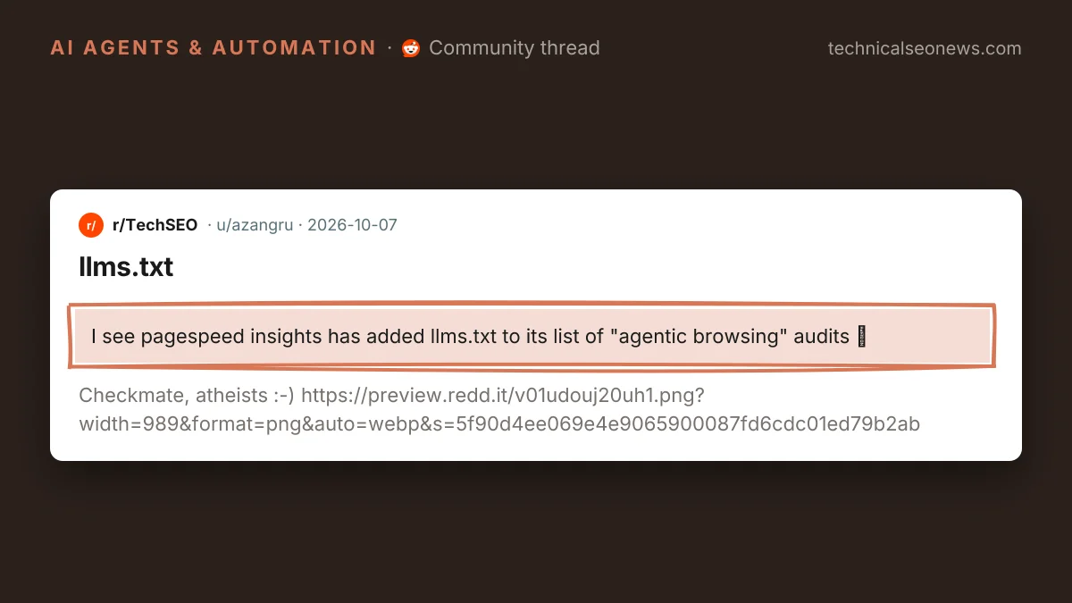 Post from r/TechSEO: llms.txt