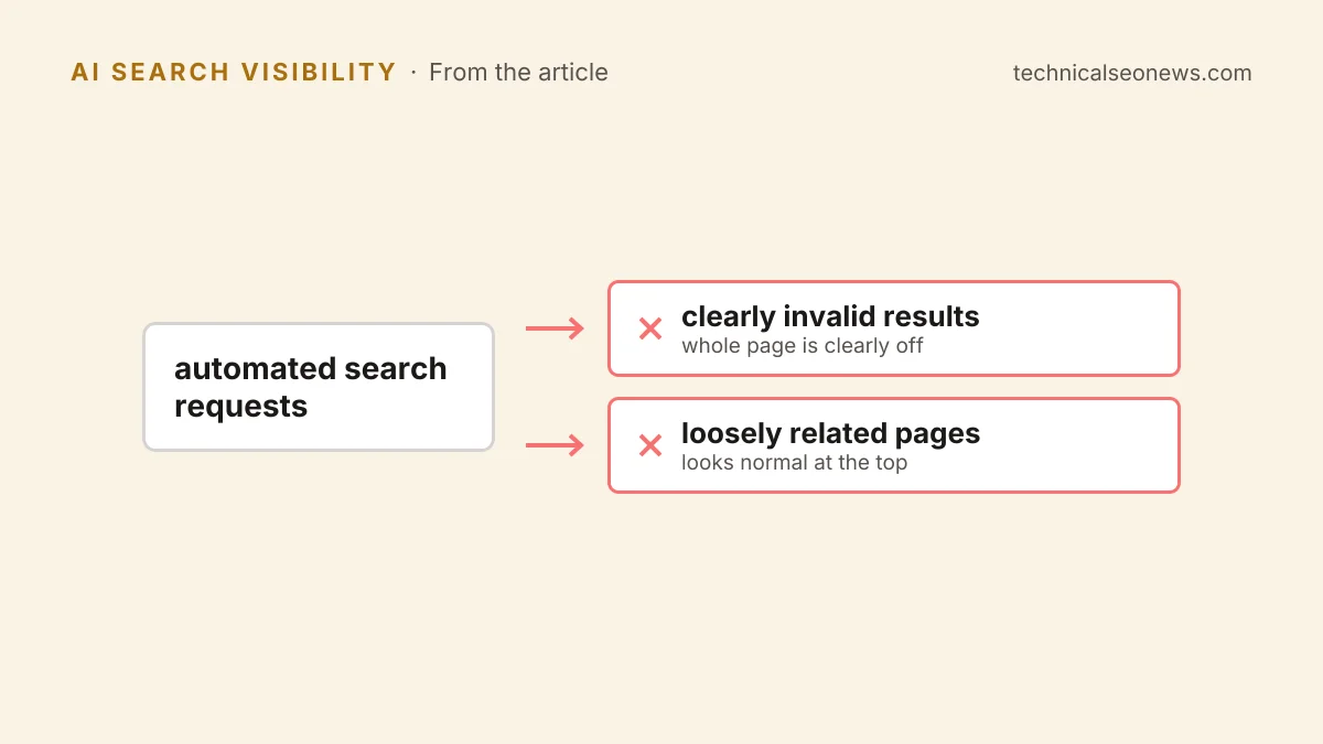 Automated search requests: clearly invalid results, loosely related pages